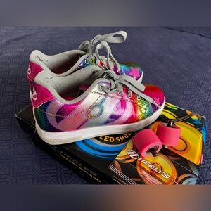 🌈 Heelys Big Kids' Rainbow Glitter Wheeled Sneakers Sz Y6 fits ladies 7